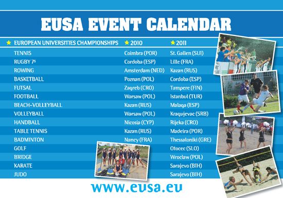 European Universities Championships calendar