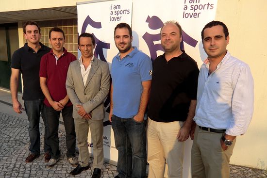 Pedro Almeida (FADU Treasurer), Manuel Veloso (FADU Secretary General), José Sousa (FPT President), Bruno Barracosa (FADU President), Fernando Parente (Head of Sports Department in University of Minho) and Roque Teixeira (EUC Organizing Committee)