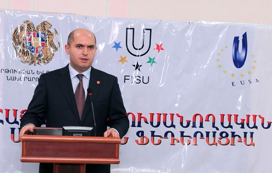 Minister of Education and Science & President of the Student Federation of Sports Mr Armen Ashotyan