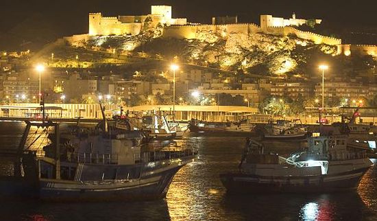 Port of Almeria at night