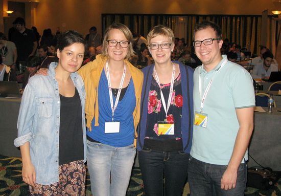 ESU Chair Karina Ufert, EUSA STC Member Kaisa Myllyla, ESU Vice-Chair Taina Moisander and ESU Vice-Chair Rok Primozic