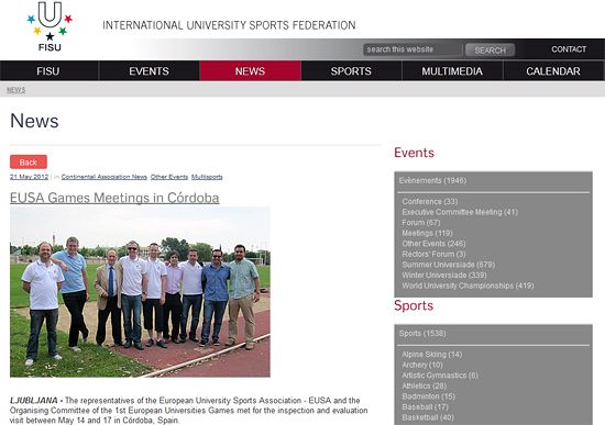 FISU news also include EUSA-featured topics