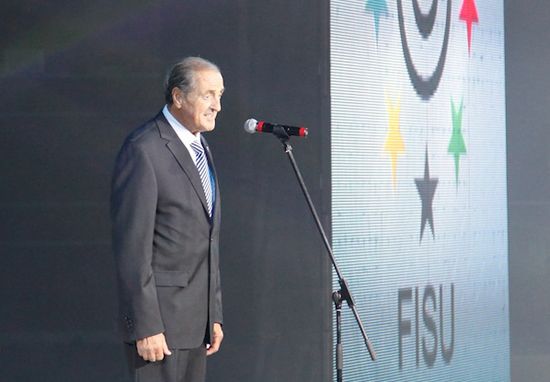 FISU President Mr Gallien opening the Gala