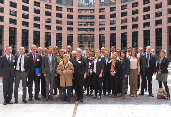 Participants on front of the European Parliament in Strasbourg