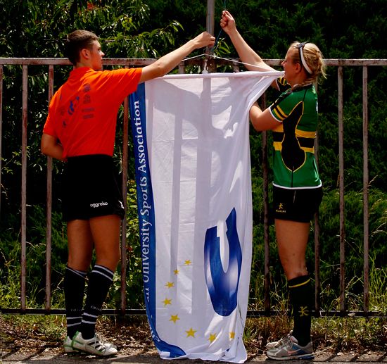 Representative of the athletes and referees raised the flag after their oaths