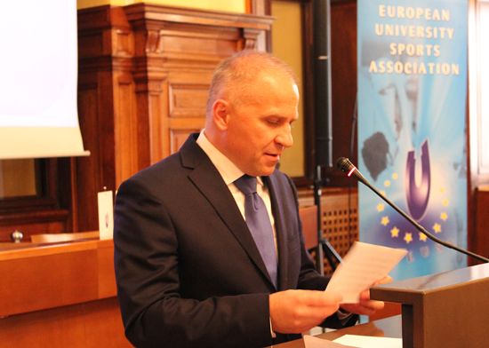 Announcement of the organisers of the 2016 European Universities Games by EUSA President Mr Roczek