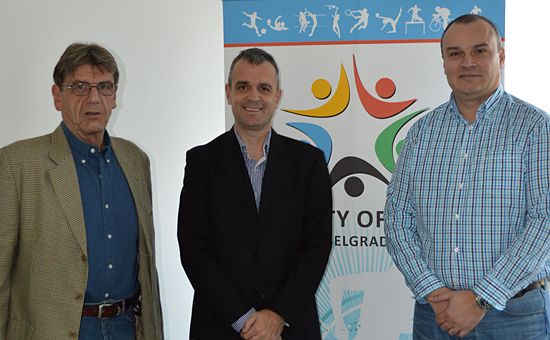 Mr Manojlovic, ENGSO, Mr Pecovnik, EUSA and Mr Sekulic, Faculty of Sports