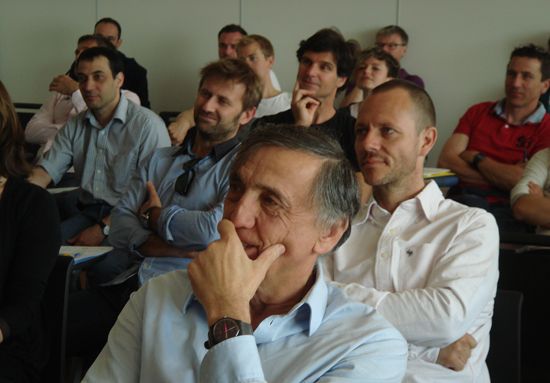 Participants of the conference, with Honorary member G.A.Carrel, behind Daniel Studer, EUSA TD Tennis