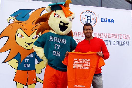 Roffa, EUGames mascot and Mr Giovanni van Bronckhorst