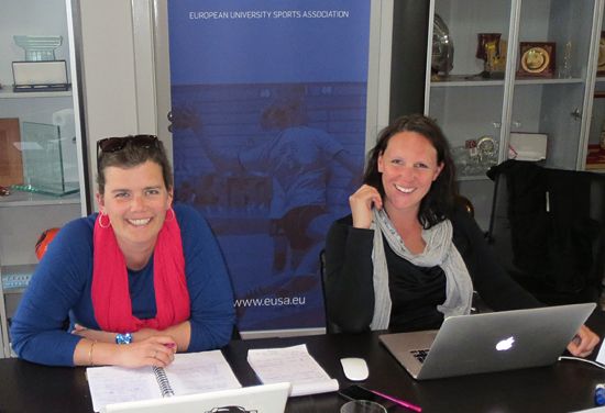 Marjolein van der Slikke and Eva van der Vegt in EUSA office