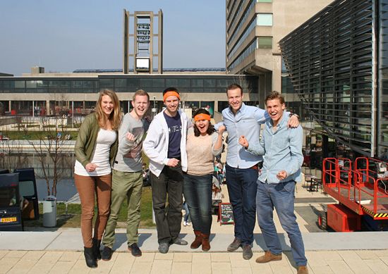 Andrej Pisl and Gaby Dijkstra, together with interns at the Erasmus University Campus