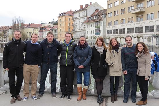 EUSA Student Commission members at the Tripple Bridge in Ljubljana