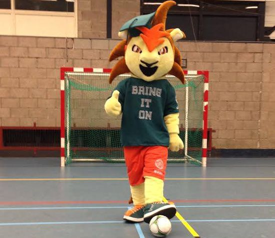 Roffa, the mascot, also plays football