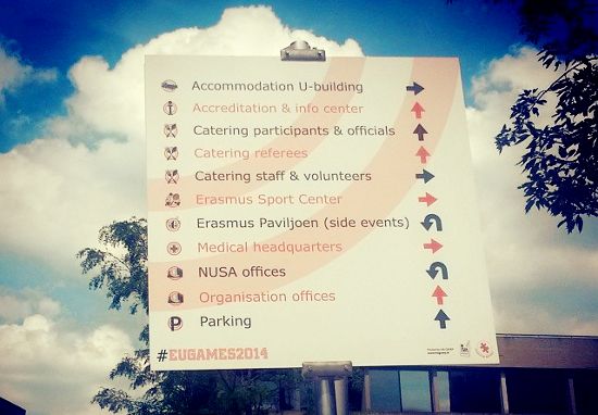 EUSA Games signs around the Erasmus Campus