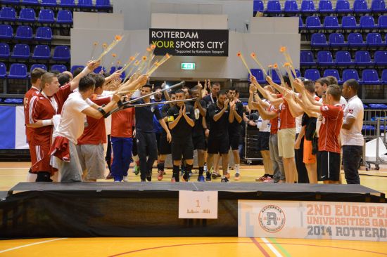 Futsal men's awarding ceremony and greeting the champions