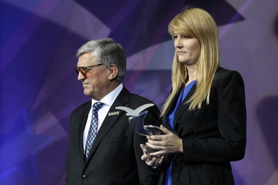 Alexander Tikhonov-Four-time Olympic champion in men's biathlon and Svetlana Zhurova - Olympic champion in speed skating