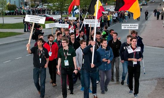 Athletes at the opening march-pass