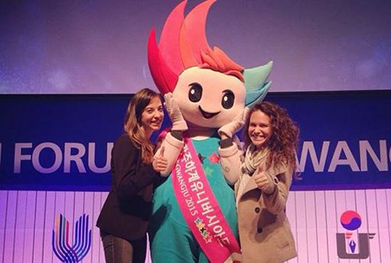 Marion Hochli and Keren Lavi, EUSA STC members at the FISU Forum