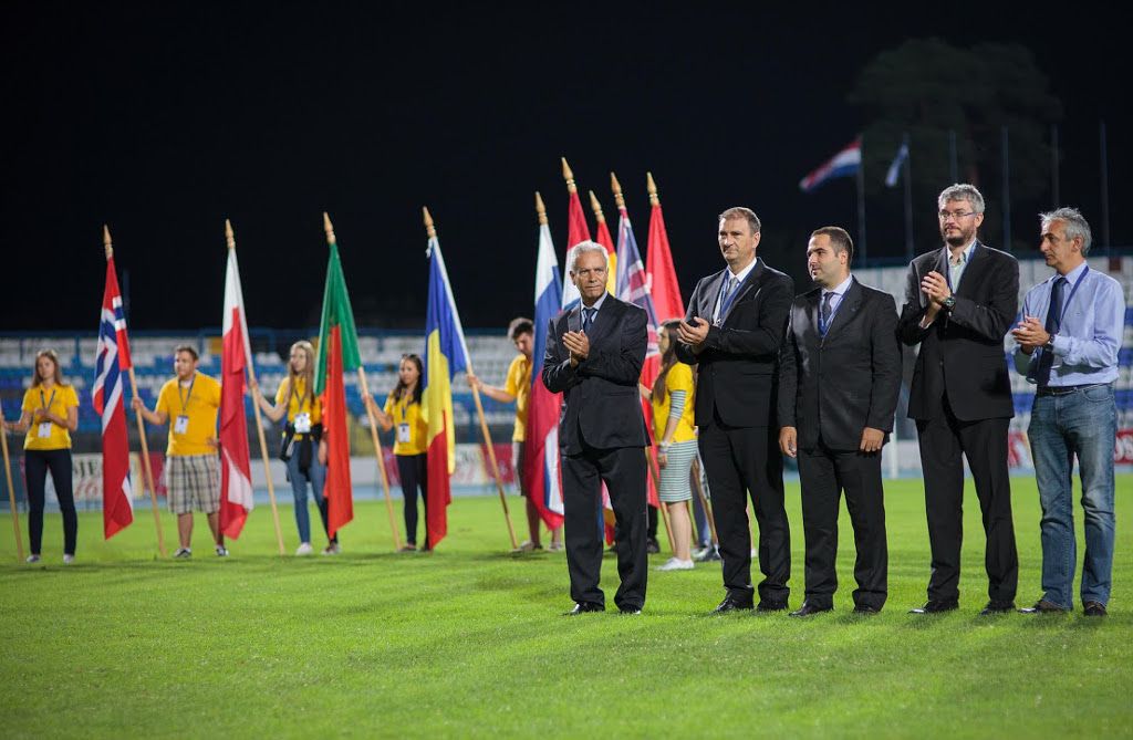 Officials attributing the medals and awards