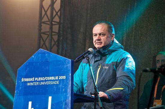 The President of Slovakia Mr Andrej Kiska opening the Universiade