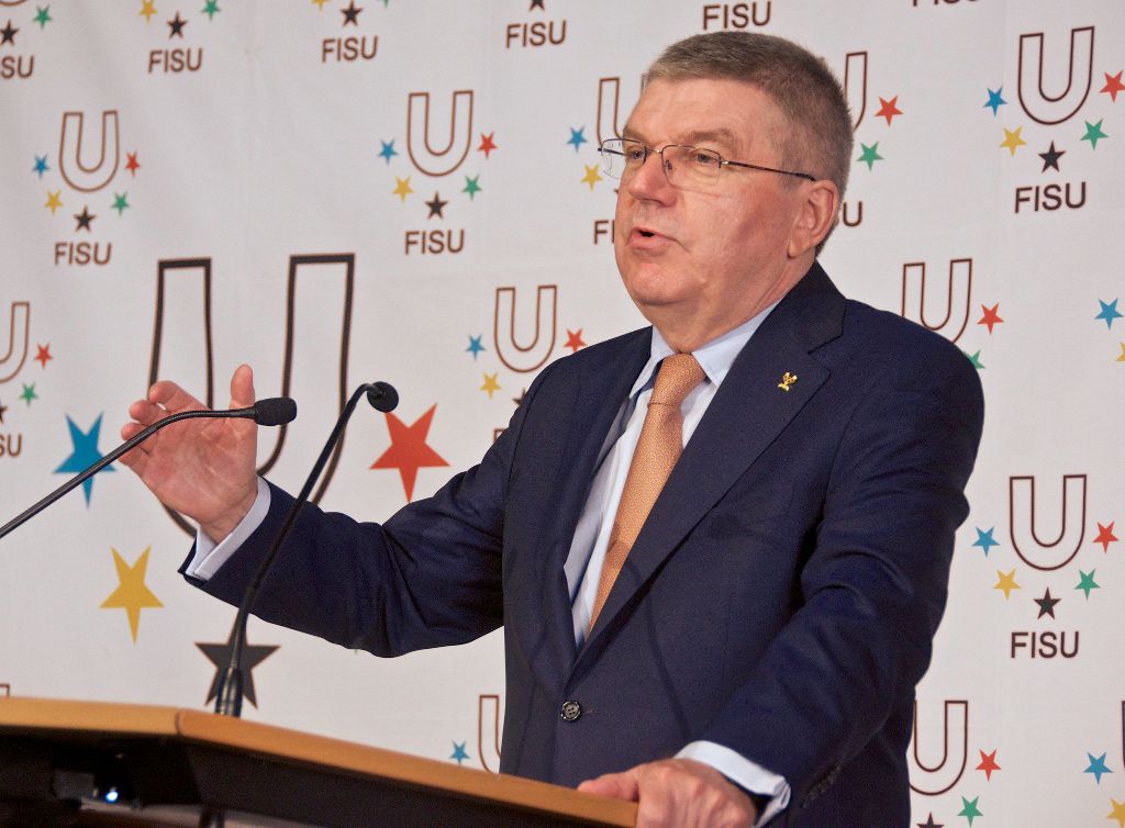 IOC President Bach addressing the participants