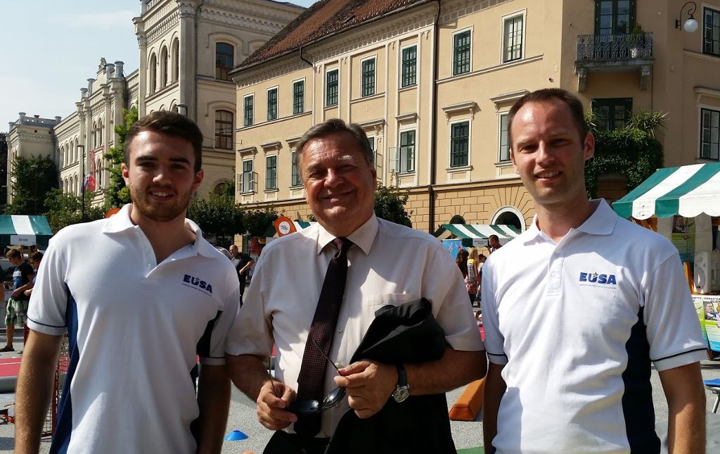 EUSA representatives Mr Andrej Pisl and Mr Liam Smith with the Mayor of Ljubljana Mr Zoran Jankovic