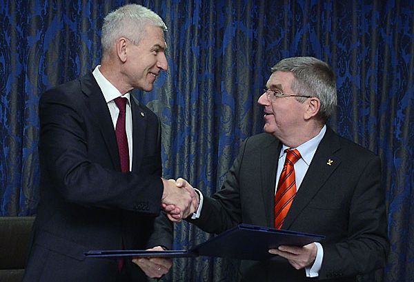 FISU President Mr Matytsin and IOC President Mr Bach