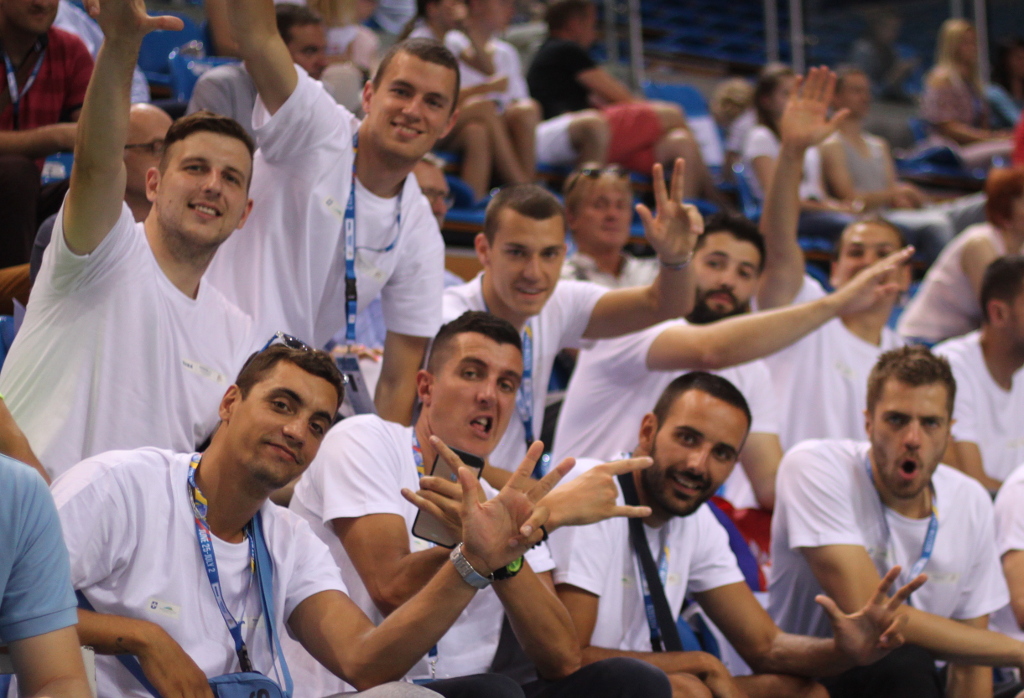 Spectators and teams at the Opening ceremony