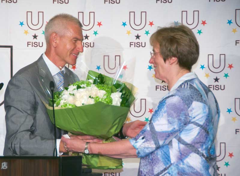 FISU President presenting special awards for lifetime achievements