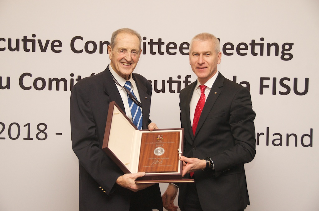 Claude-Louis Gallien bestowed with FISU Emeritus Honorary Member award