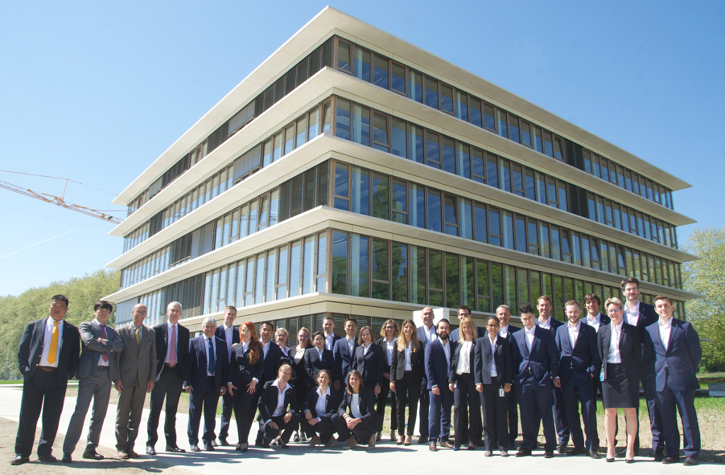 FISU Staff and guests in front of the Synathlon building - new FISU home