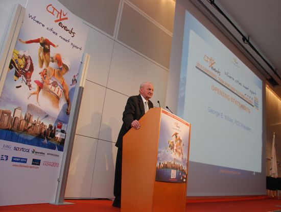 FISU President, George E Killian opening the Conference