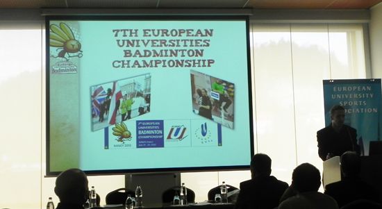 Mr Valentin Dupoey presenting the EUC Badminton 2010