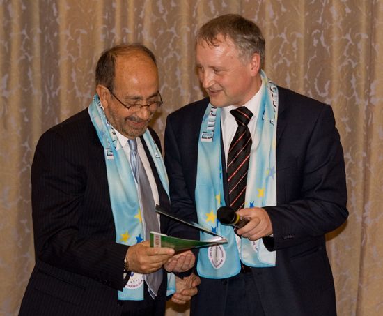 Mr Gulatieri receiving the Conferement of the Doctor Honiris Causa