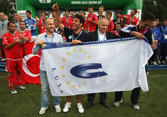 Flag passing to the Organisers EUC Football 2011