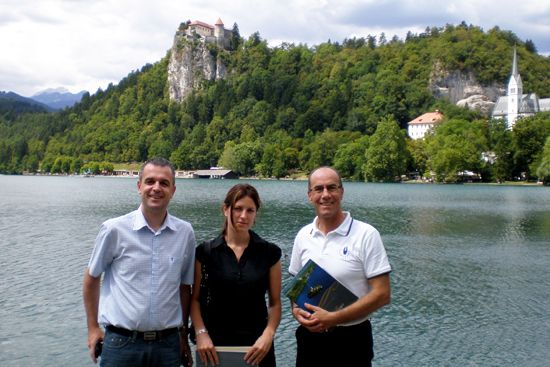 Matjaz Pecovnik, EUSA Secretary General, Spela Pipan, Sava Bled Hotels Manager &amp; Leonz Eder, EUSA EC treasurer