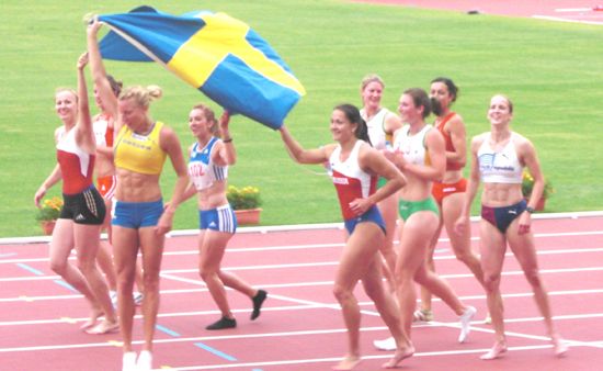 Jessica Samuelsson winning the heptathlon in Belgrade